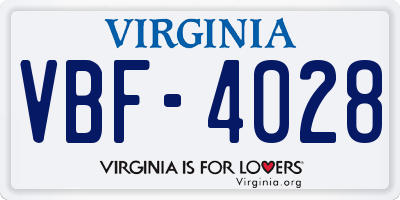 VA license plate VBF4028
