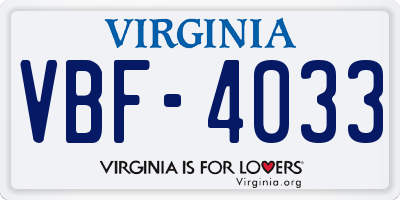 VA license plate VBF4033