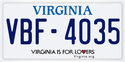 VA license plate VBF4035