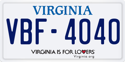 VA license plate VBF4040
