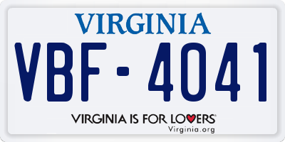 VA license plate VBF4041