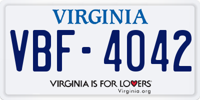 VA license plate VBF4042