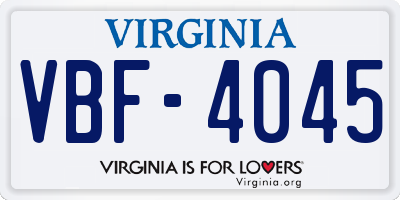 VA license plate VBF4045