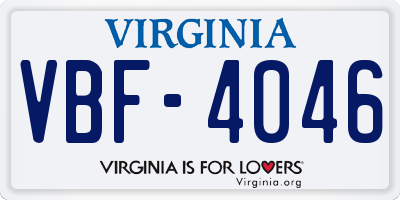 VA license plate VBF4046