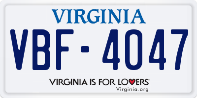 VA license plate VBF4047