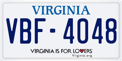 VA license plate VBF4048