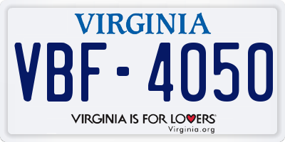 VA license plate VBF4050