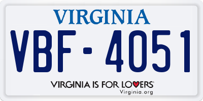VA license plate VBF4051