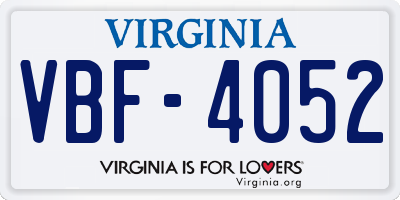 VA license plate VBF4052