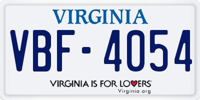 VA license plate VBF4054