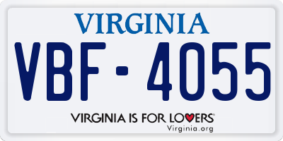 VA license plate VBF4055