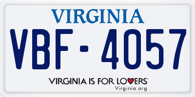 VA license plate VBF4057