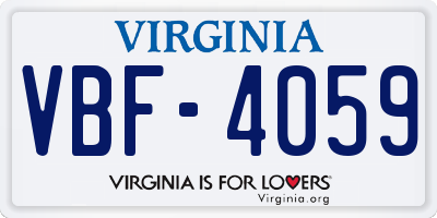 VA license plate VBF4059