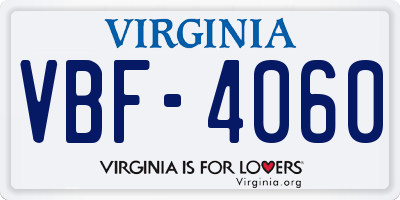 VA license plate VBF4060