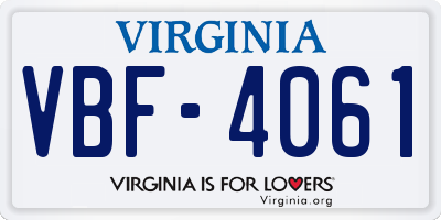 VA license plate VBF4061