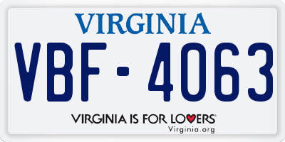 VA license plate VBF4063