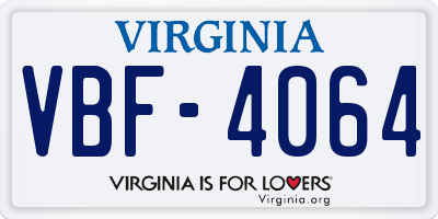 VA license plate VBF4064