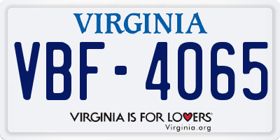 VA license plate VBF4065