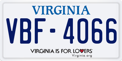 VA license plate VBF4066