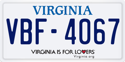 VA license plate VBF4067