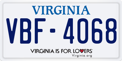 VA license plate VBF4068