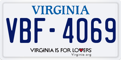 VA license plate VBF4069