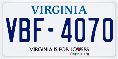 VA license plate VBF4070