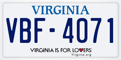 VA license plate VBF4071