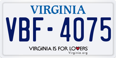 VA license plate VBF4075