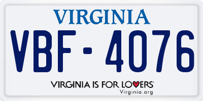 VA license plate VBF4076