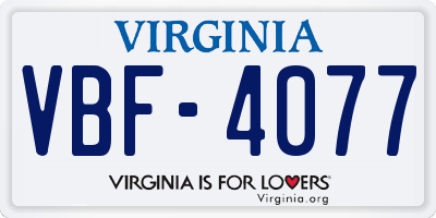 VA license plate VBF4077