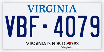 VA license plate VBF4079