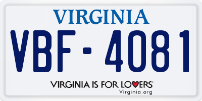 VA license plate VBF4081