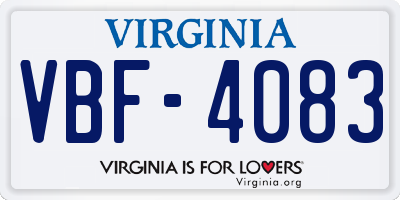 VA license plate VBF4083