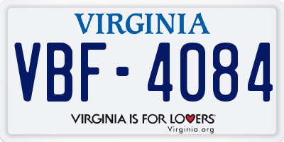 VA license plate VBF4084