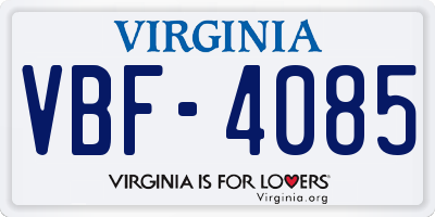VA license plate VBF4085