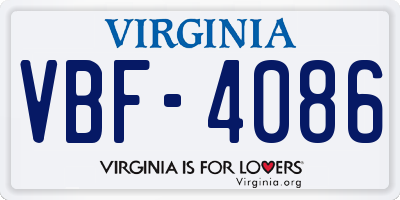 VA license plate VBF4086
