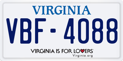 VA license plate VBF4088