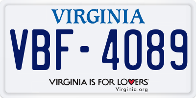 VA license plate VBF4089