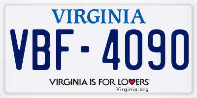 VA license plate VBF4090
