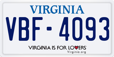 VA license plate VBF4093