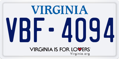 VA license plate VBF4094