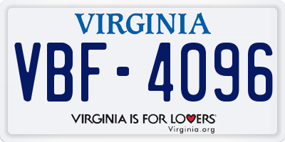 VA license plate VBF4096