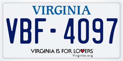 VA license plate VBF4097