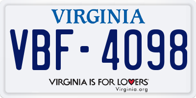 VA license plate VBF4098