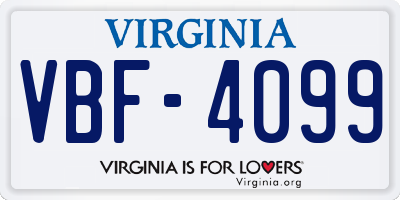 VA license plate VBF4099