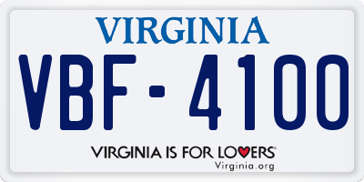 VA license plate VBF4100