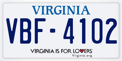 VA license plate VBF4102