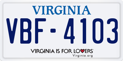 VA license plate VBF4103