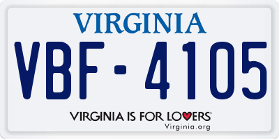VA license plate VBF4105